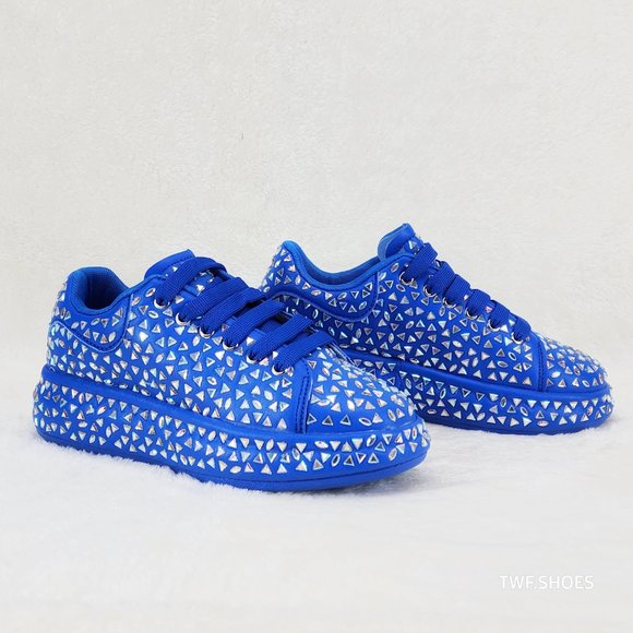 Blue Patterned Women's Sneakers - Picture 8 of 9